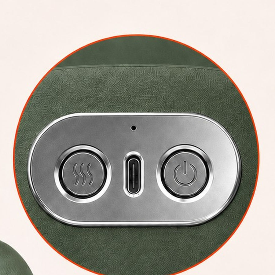 Close-up of the Druvex heat button, USB-C port and power button
